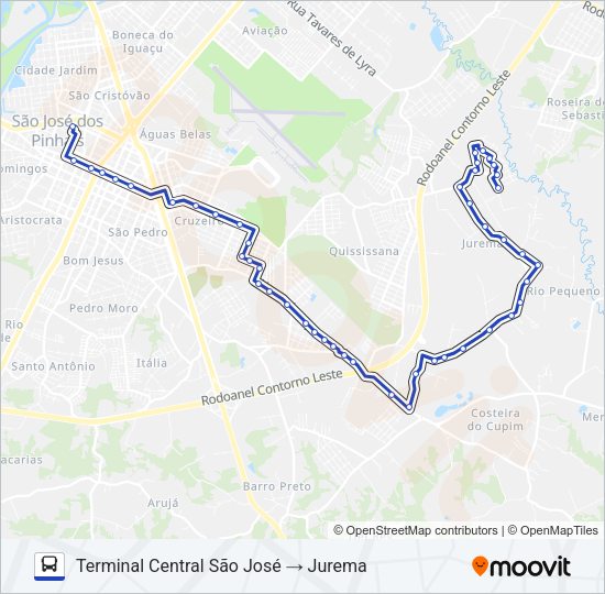 Mapa da linha 507 T. CENTRAL / JUREMA de ônibus