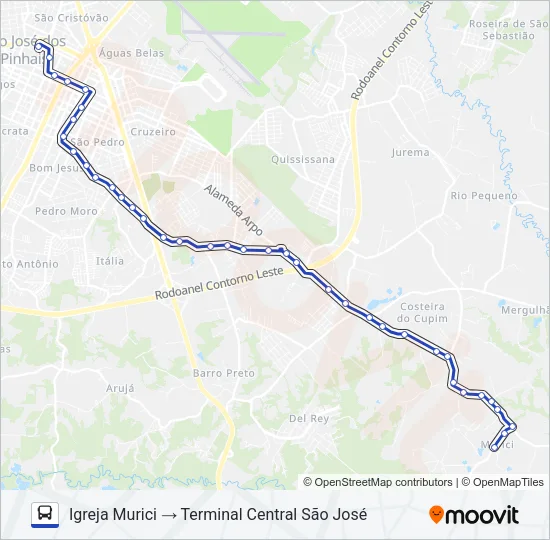 520 T. CENTRAL / MURICI Bus Line Map