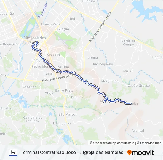 520 T. CENTRAL / MURICI Bus Line Map