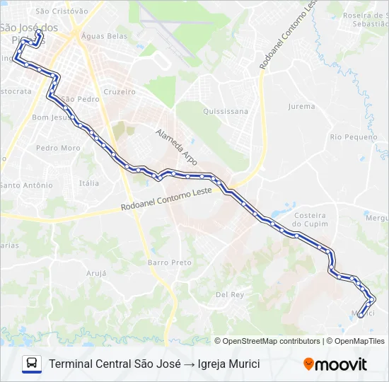 520 T. CENTRAL / MURICI Bus Line Map