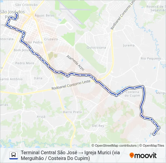 520 T. CENTRAL / MURICI Bus Line Map