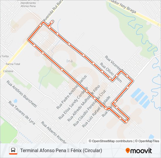 Mapa da linha 144 T. AFONSO PENA / FÊNIX de ônibus