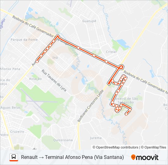 Mapa de 125 T. AFONSO PENA / RENAULT de autobús