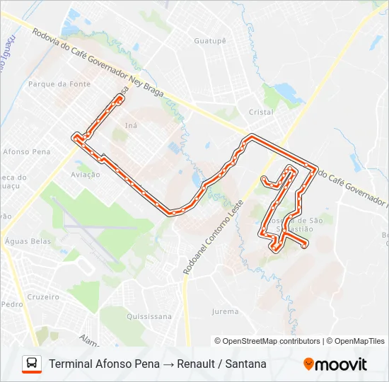 125 T. AFONSO PENA / RENAULT Bus Line Map