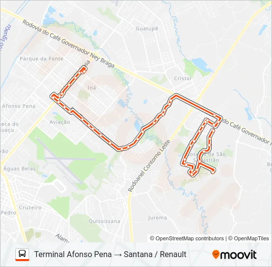 125 T. AFONSO PENA / RENAULT Bus Line Map