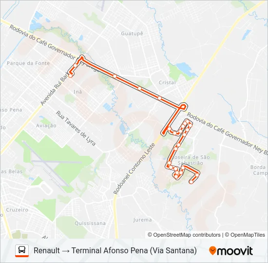 125 T. AFONSO PENA / RENAULT Bus Line Map