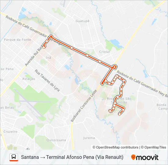 125 T. AFONSO PENA / RENAULT Bus Line Map