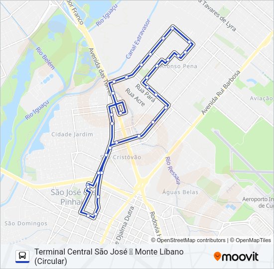 Mapa da linha 526 T. CENTRAL / MONTE LÍBANO de ônibus