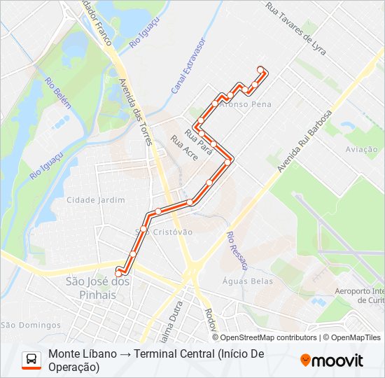 526 T. CENTRAL / MONTE LÍBANO bus Line Map