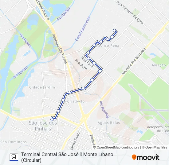 Mapa de 526 T. CENTRAL / MONTE LÍBANO de autobús