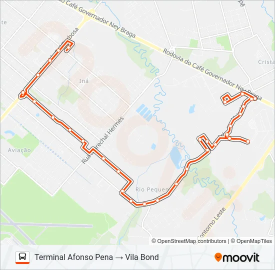 109 T. AFONSO PENA / VILA BOND Bus Line Map