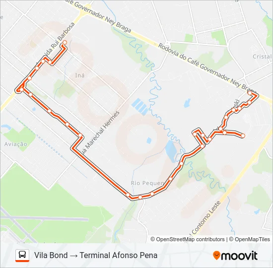 109 T. AFONSO PENA / VILA BOND Bus Line Map