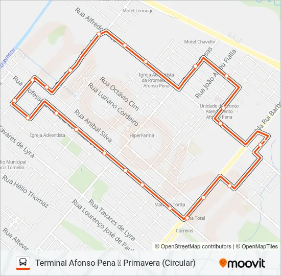 154 T. AFONSO PENA / PRIMAVERA Bus Line Map