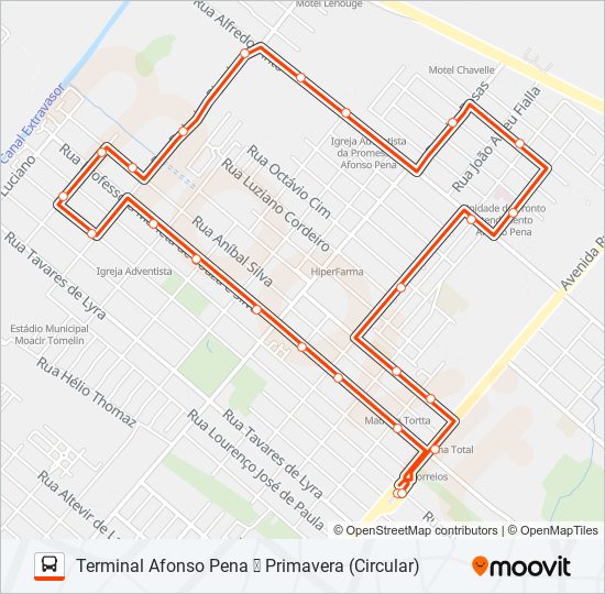 154 T. AFONSO PENA / PRIMAVERA bus Line Map