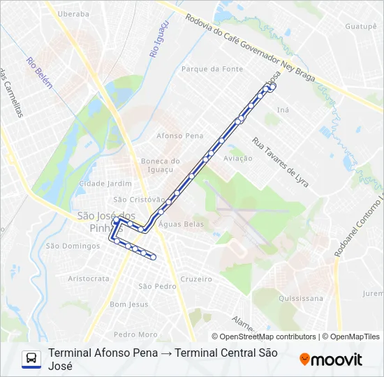 101 T. AFONSO PENA / T. CENTRAL Bus Line Map