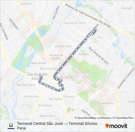 101 T. AFONSO PENA / T. CENTRAL Bus Line Map