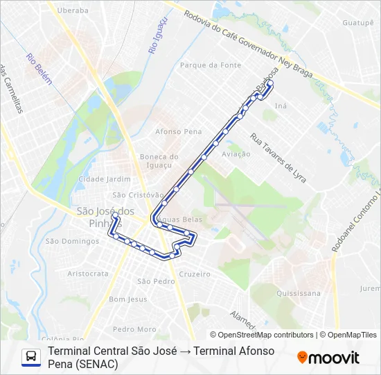 101 T. AFONSO PENA / T. CENTRAL Bus Line Map