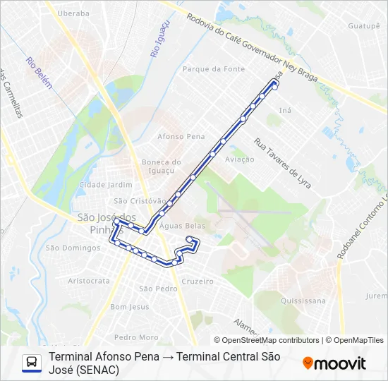 101 T. AFONSO PENA / T. CENTRAL Bus Line Map