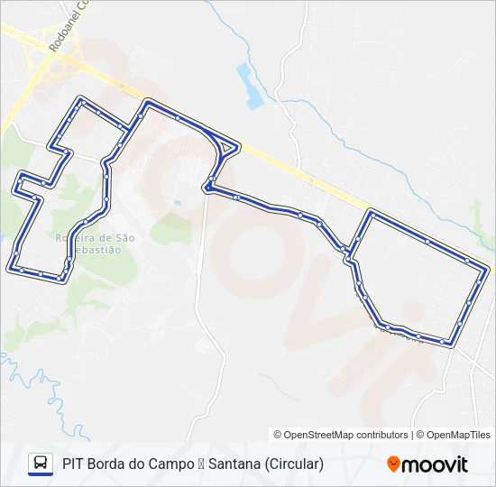 153 PIT BORDA DO CAMPO / SANTANA Bus Line Map