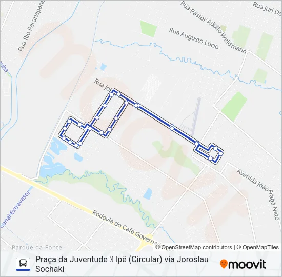 202 PIT PRAÇA DA JUVENTUDE / IPÊ Bus Line Map