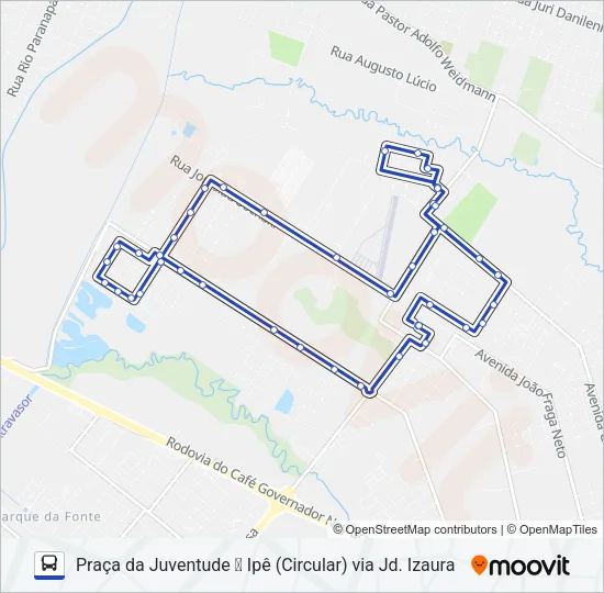 202 PIT PRAÇA DA JUVENTUDE / IPÊ Bus Line Map