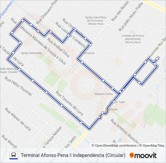 143 T. AFONSO PENA / INDEPENDÊNCIA Bus Line Map