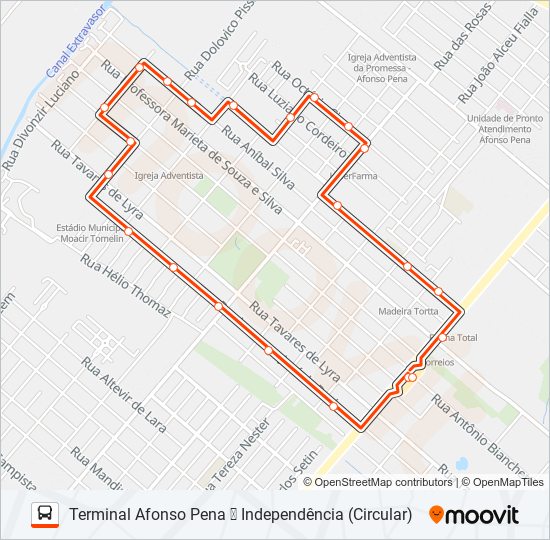 143 T. AFONSO PENA / INDEPENDÊNCIA bus Line Map