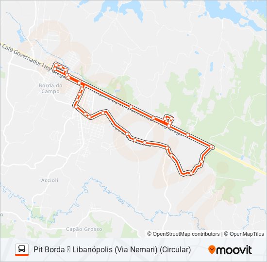 Mapa de 151 PIT BORDA DO CAMPO / LIBANÓPOLIS de autobús