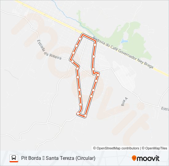 152 PIT BORDA DO CAMPO / SANTA TEREZA bus Line Map