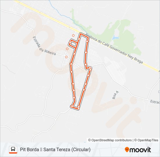 Mapa de 152 PIT BORDA DO CAMPO / SANTA TEREZA de autobús