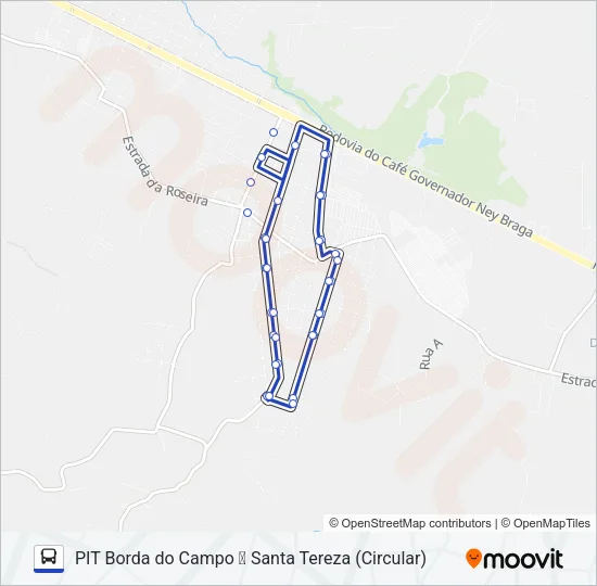 152 PIT BORDA DO CAMPO / SANTA TEREZA Bus Line Map
