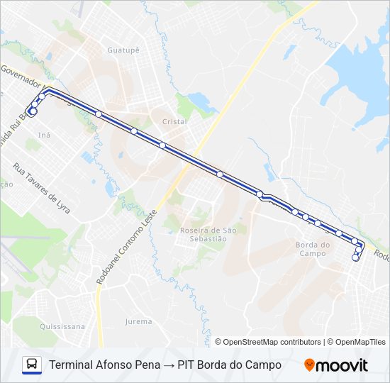 150 T. AFONSO PENA / PIT BORDA DO CAMPO Bus Line Map