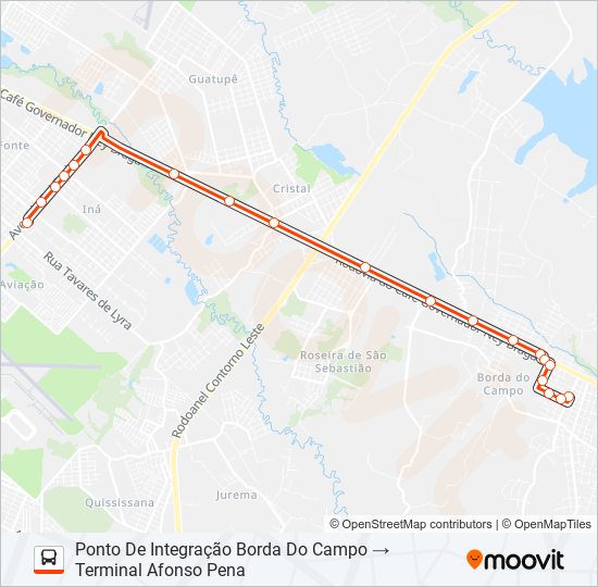 150 T. AFONSO PENA / PIT BORDA DO CAMPO bus Line Map