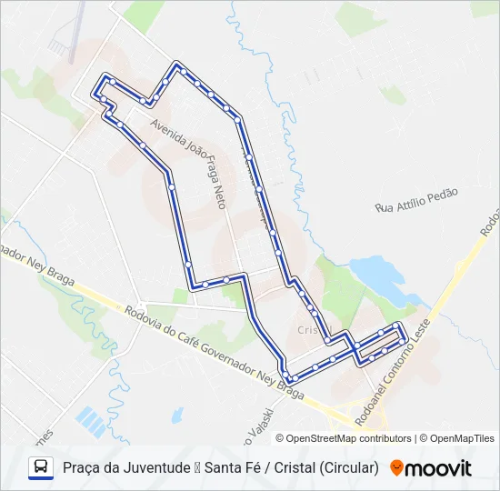 Mapa de 212 PIT PRAÇA DA JUVENTUDE / SANTA FÉ - CRISTAL de autobús