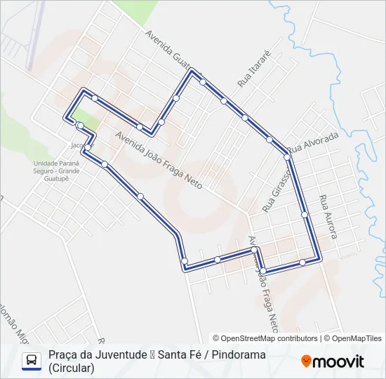 216 PIT PRAÇA DA JUVENTUDE / SANTA FÉ - PINDORAMA Bus Line Map
