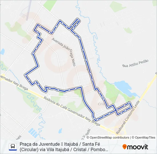 203 PIT PRAÇA DA JUVENTUDE / SANTA FÉ (ITAJUBÁ - 1) Bus Line Map