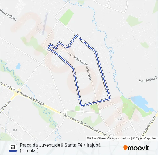 204 PIT PRAÇA DA JUVENTUDE / SANTA FÉ (ITAJUBÁ - 2) Bus Line Map