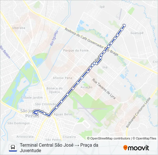 200 PIT PRAÇA DA JUVENTUDE / CENTRO (VIA IZABEL REDENTORA) Bus Line Map