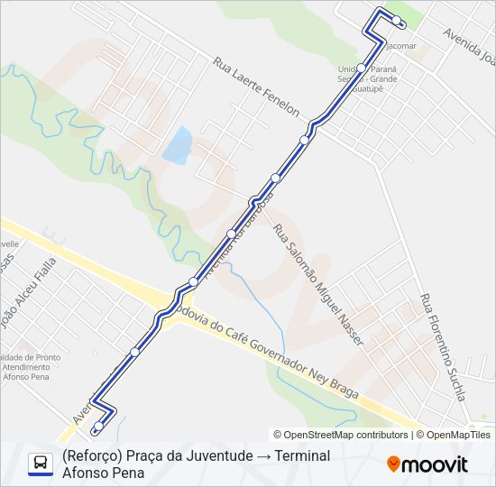 Mapa da linha 200 PIT PRAÇA DA JUVENTUDE / CENTRO (VIA IZABEL REDENTORA) de ônibus