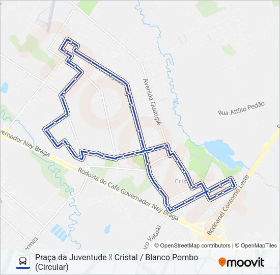 213 PIT PRAÇA DA JUVENTUDE / CRISTAL - BLANCO POMBO (HORÁRIO) Bus Line Map
