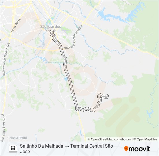 Mapa da linha 1006 MALHADA de ônibus