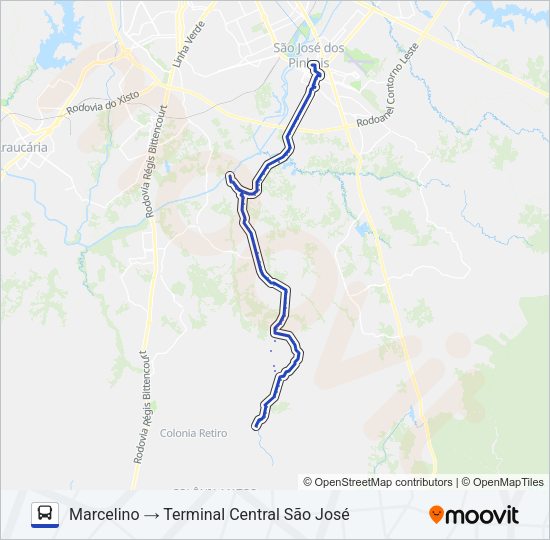 Mapa da linha 405 MARCELINO de ônibus