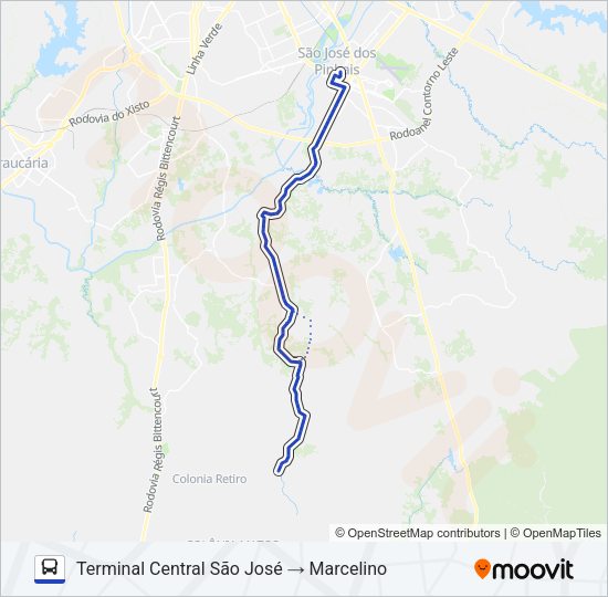 Mapa da linha 405 MARCELINO de ônibus