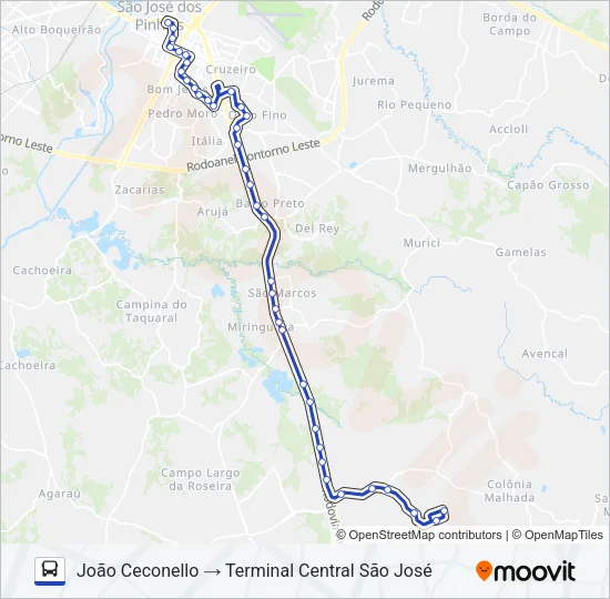 Mapa de 1022 MALHADA / ROÇA VELHA de autobús