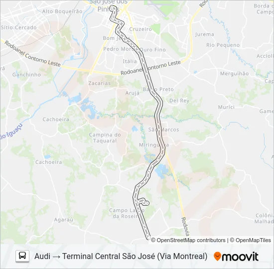 1052 CAMPO LARGO (DIRETO) Bus Line Map