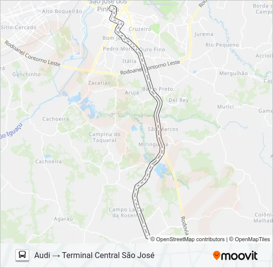 1052 CAMPO LARGO (DIRETO) Bus Line Map