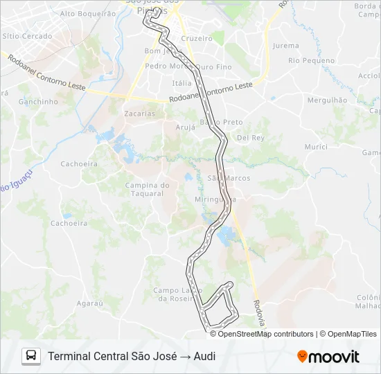 1052 CAMPO LARGO (DIRETO) Bus Line Map