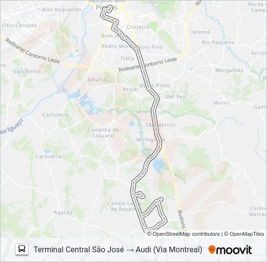 1052 CAMPO LARGO (DIRETO) Bus Line Map
