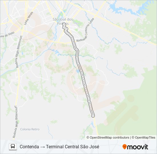 Mapa da linha 1028 CONTENDA / CAMPO LARGO de ônibus