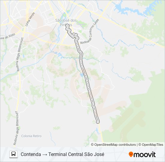 Mapa de 1028 CONTENDA / CAMPO LARGO de autobús